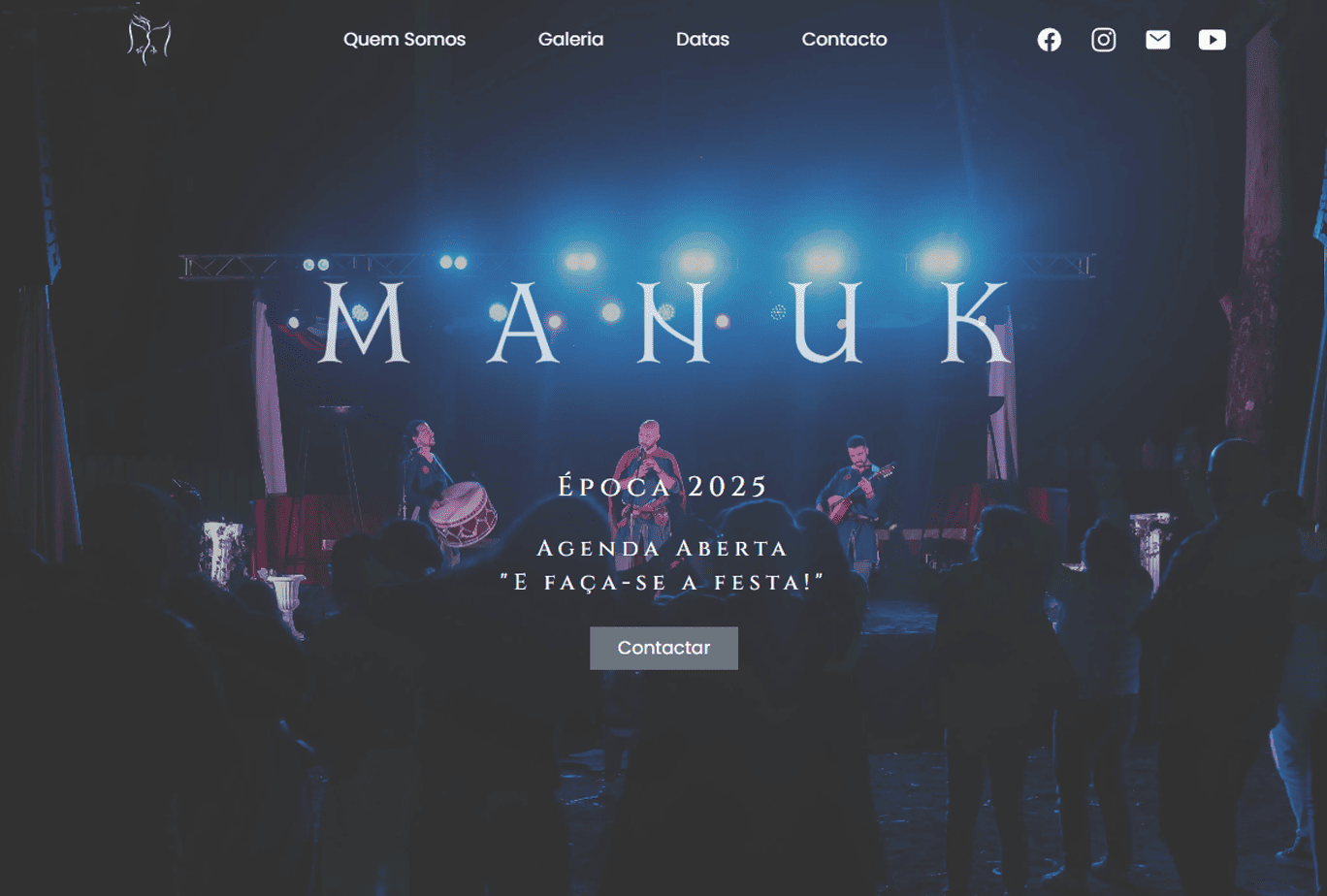 Website Manuk – criação de website com calendário dinâmico e formulário de contacto.